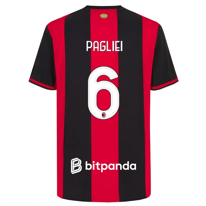 ילדים כדורגל Matteo Pagliei #6 אדום שחור לבן ג'רזי ביתית 2026/27