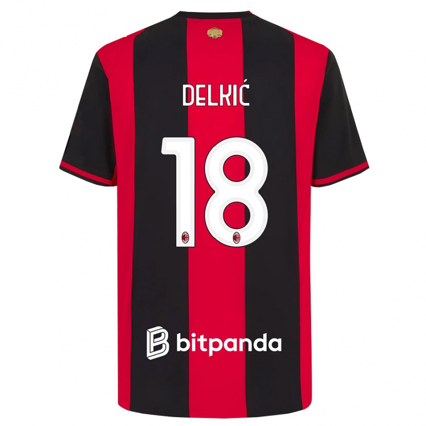 ילדים כדורגל Dino Delkić #18 אדום שחור לבן ג'רזי ביתית 2026/27