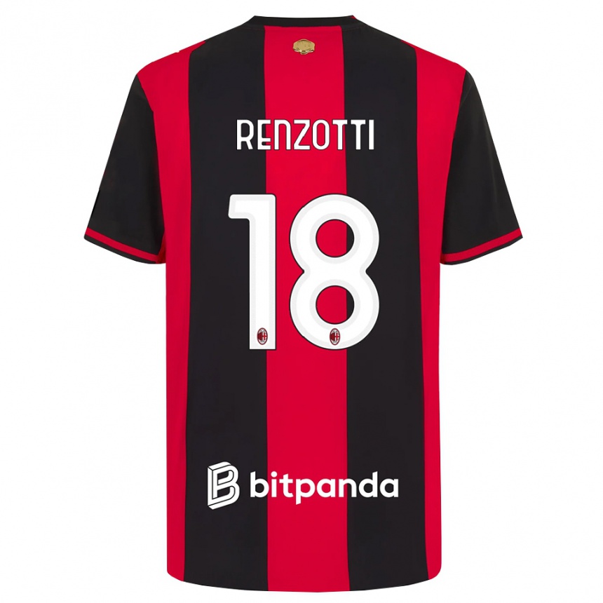 ילדים כדורגל Monica Renzotti #18 אדום שחור לבן ג'רזי ביתית 2026/27