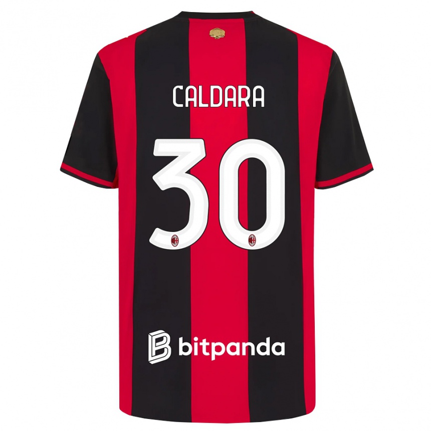 ילדים כדורגל מתיה קלדארה #30 אדום שחור לבן ג'רזי ביתית 2026/27 ילדים כדורגל מתיה קלדארה #30 אדום שחור לבן ג'רזי ביתית 2026/27