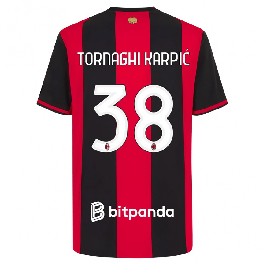 ילדים כדורגל Lavinia Tornaghi Karpić #38 אדום שחור לבן ג'רזי ביתית 2026/27