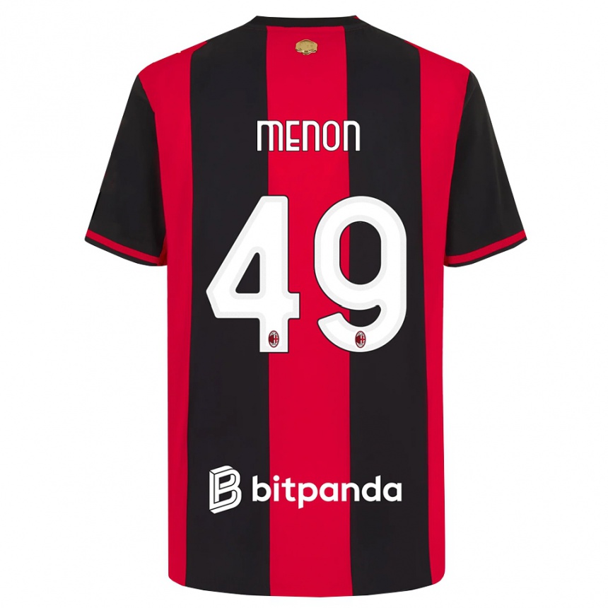 ילדים כדורגל Luca Menon #49 אדום שחור לבן ג'רזי ביתית 2026/27