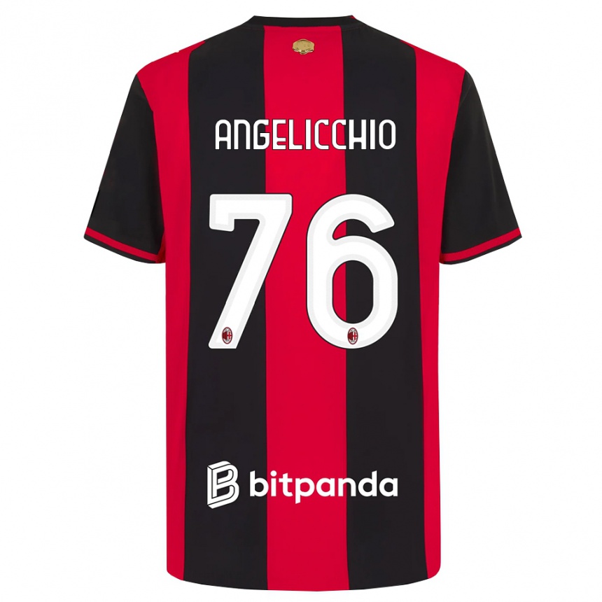 ילדים כדורגל Mattia Angelicchio #76 אדום שחור לבן ג'רזי ביתית 2026/27