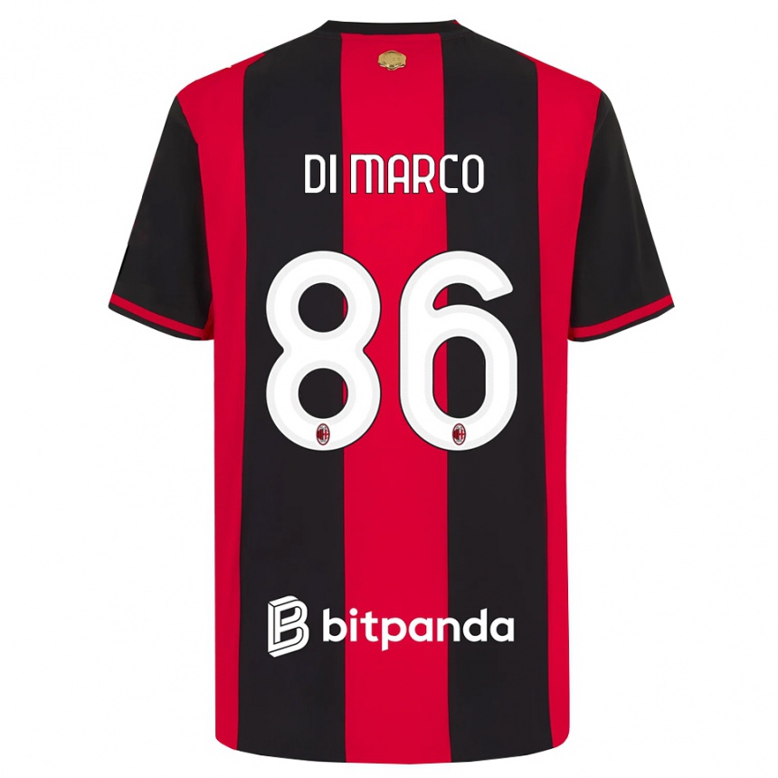 ילדים כדורגל Luca Di Marco #86 אדום שחור לבן ג'רזי ביתית 2026/27