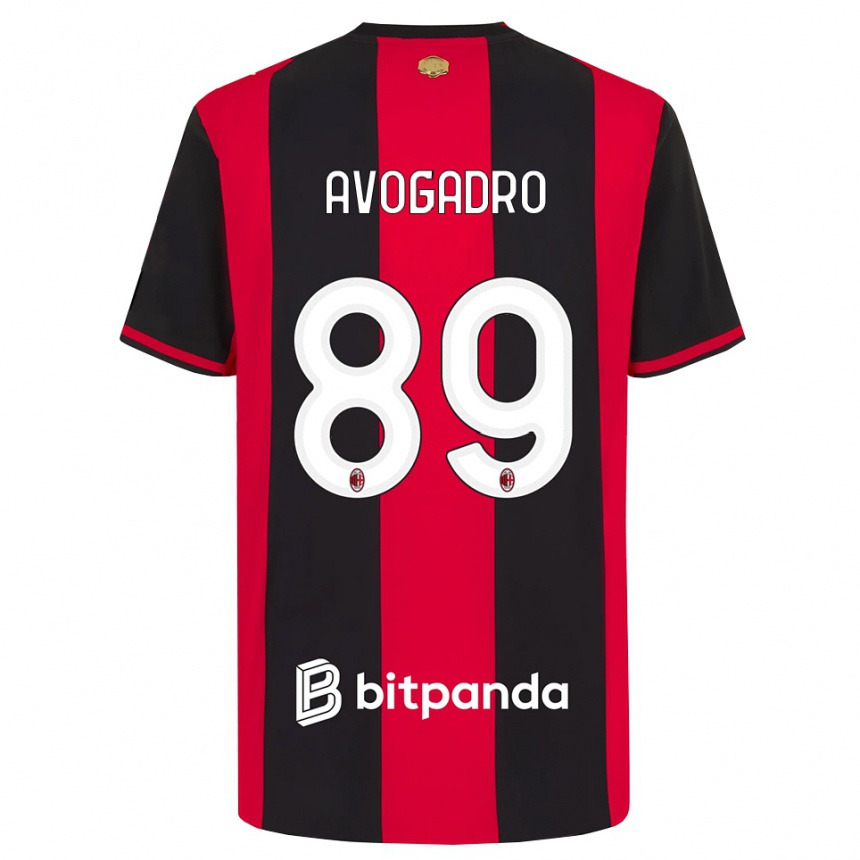 ילדים כדורגל Pietro Avogadro #89 אדום שחור לבן ג'רזי ביתית 2026/27