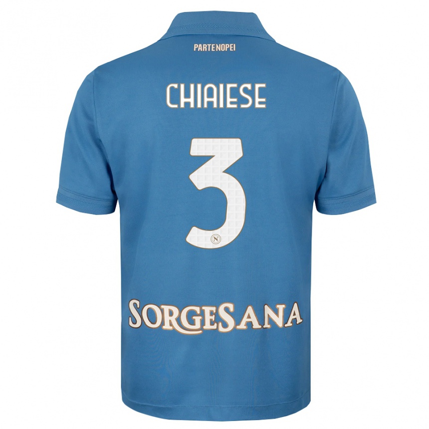 ילדים כדורגל Riccardo Chiaiese #3 כחול ערפיח לבן ג'רזי ביתית 2026/27