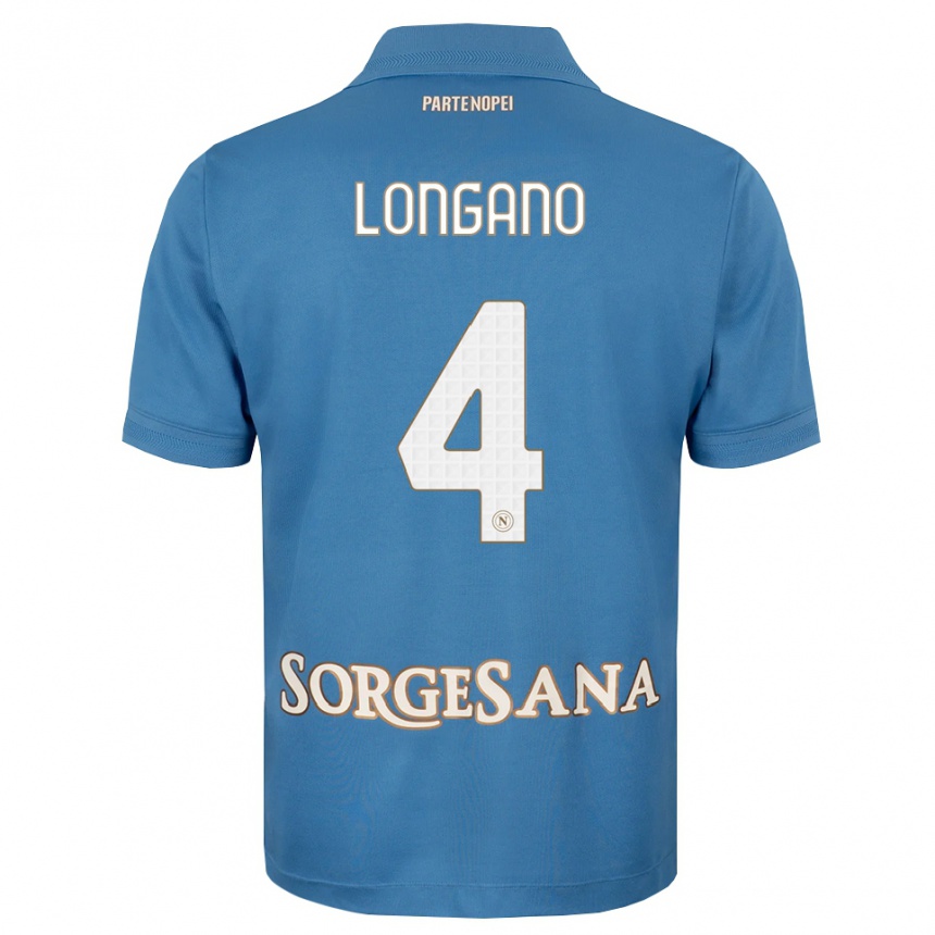 ילדים כדורגל Salvatore Longano #4 כחול ערפיח לבן ג'רזי ביתית 2026/27