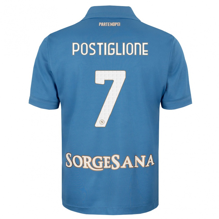ילדים כדורגל Tommaso Postiglione #7 כחול ערפיח לבן ג'רזי ביתית 2026/27