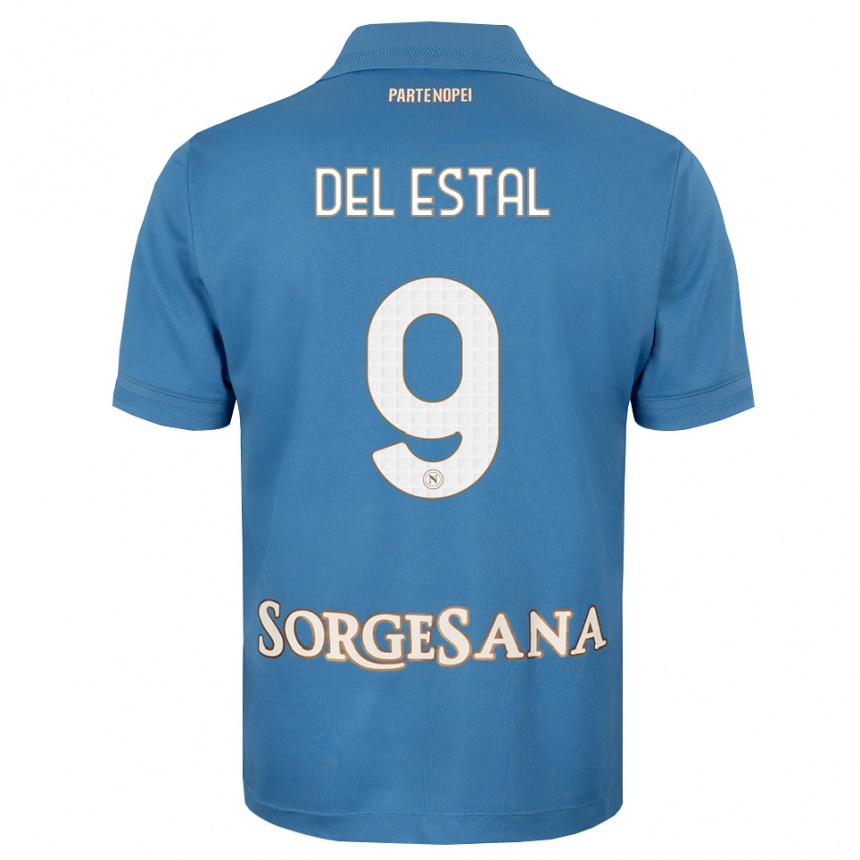 ילדים כדורגל Eli Del Estal #9 כחול ערפיח לבן ג'רזי ביתית 2026/27