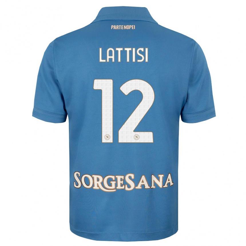 ילדים כדורגל Francesco Lattisi #12 כחול ערפיח לבן ג'רזי ביתית 2026/27