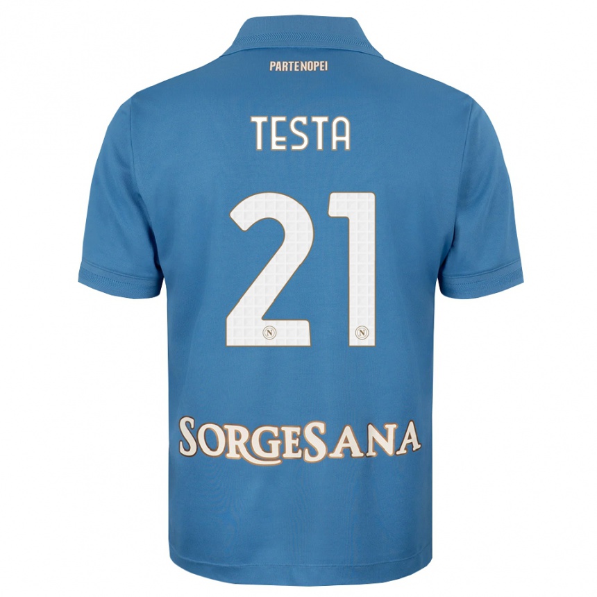 ילדים כדורגל Vincenzo Testa #21 כחול ערפיח לבן ג'רזי ביתית 2026/27