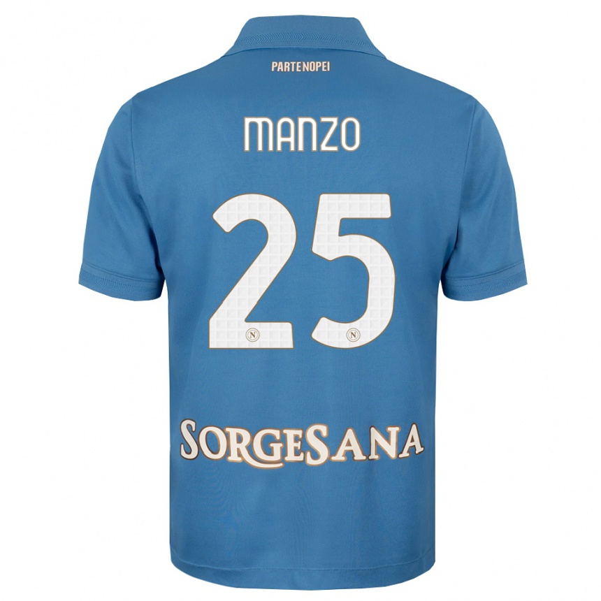 ילדים כדורגל Alessia Manzo #25 כחול ערפיח לבן ג'רזי ביתית 2026/27
