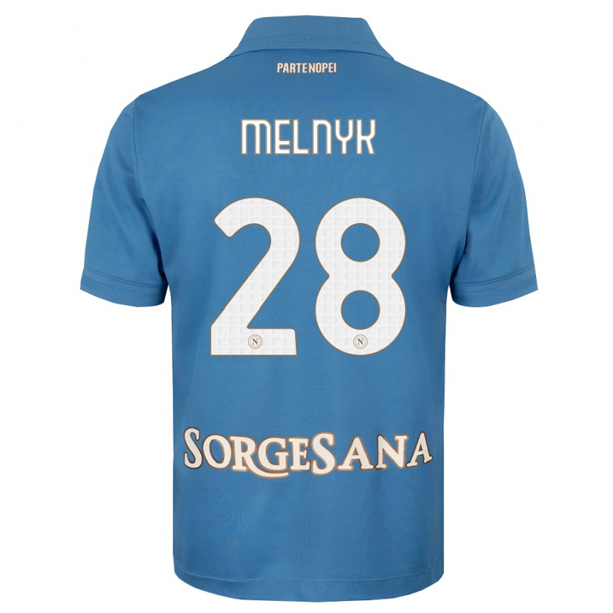 ילדים כדורגל Mykyta Melnyk #28 כחול ערפיח לבן ג'רזי ביתית 2026/27
