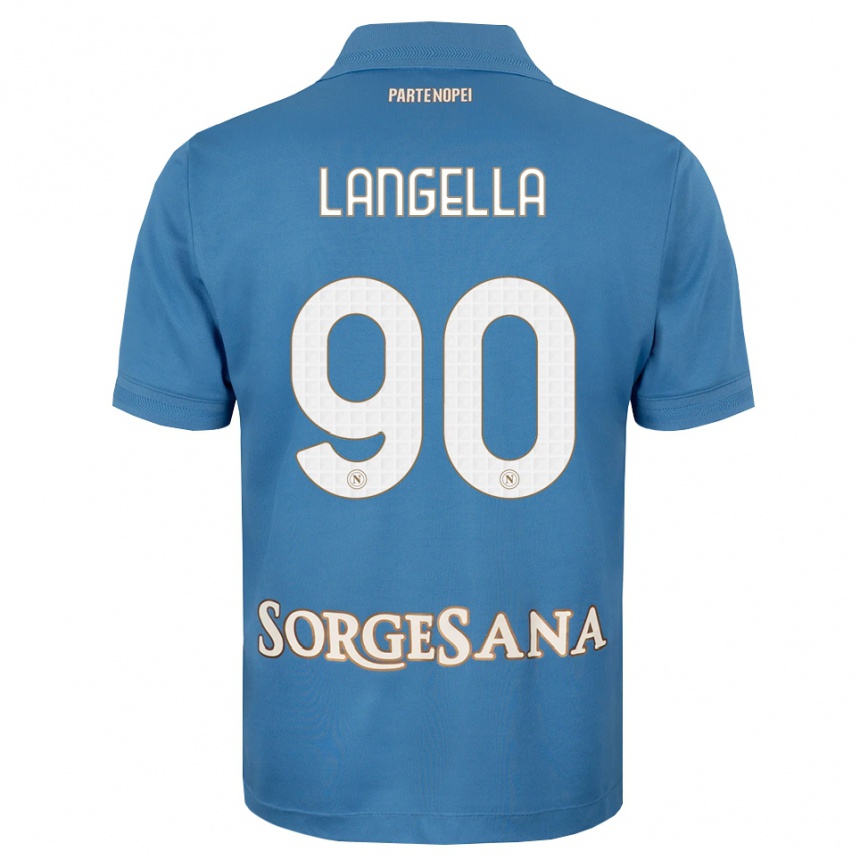 ילדים כדורגל Gabriella Langella #90 כחול ערפיח לבן ג'רזי ביתית 2026/27