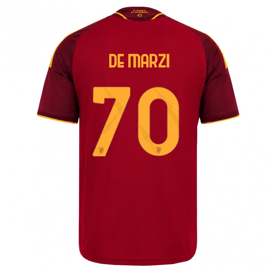 ילדים כדורגל Giorgio De Marzi #70 אדום זהוב צהוב ג'רזי ביתית 2026/27