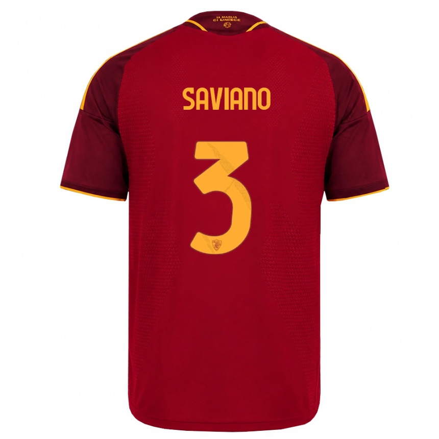 ילדים כדורגל Giuseppe Saviano #3 אדום זהוב צהוב ג'רזי ביתית 2026/27