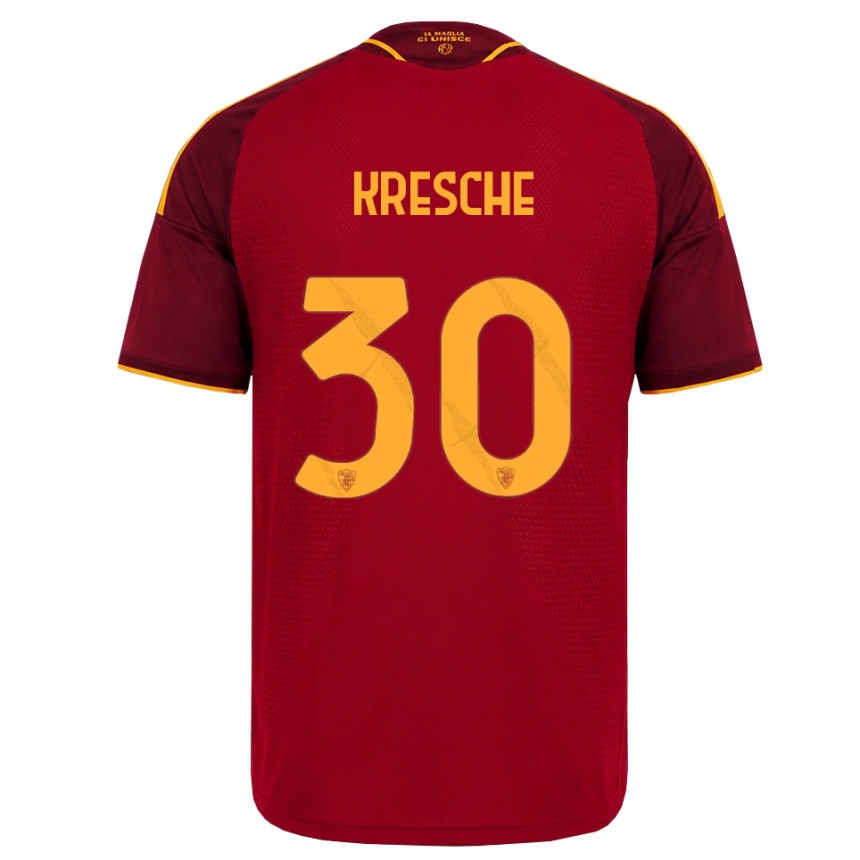 ילדים כדורגל Isabella Kresche #30 אדום זהוב צהוב ג'רזי ביתית 2026/27
