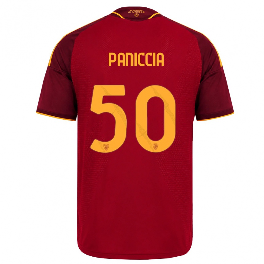 ילדים כדורגל Martina Paniccia #50 אדום זהוב צהוב ג'רזי ביתית 2026/27