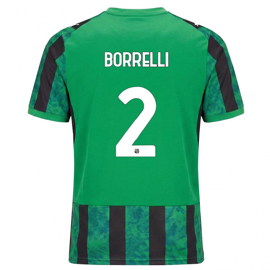 ילדים כדורגל Michele Borrelli #2 ירוק שחור לבן ג'רזי ביתית 2026/27