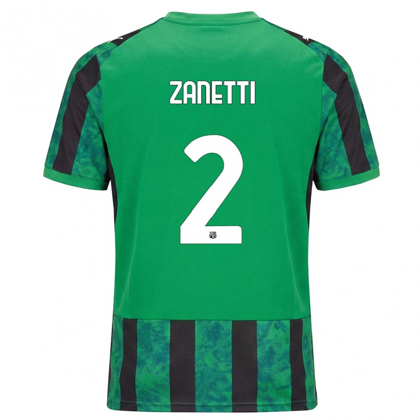 ילדים כדורגל Matteo Zanetti #2 ירוק שחור לבן ג'רזי ביתית 2026/27