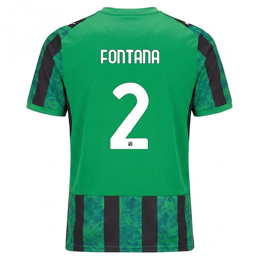 ילדים כדורגל Fabrizio Fontana #2 ירוק שחור לבן ג'רזי ביתית 2026/27