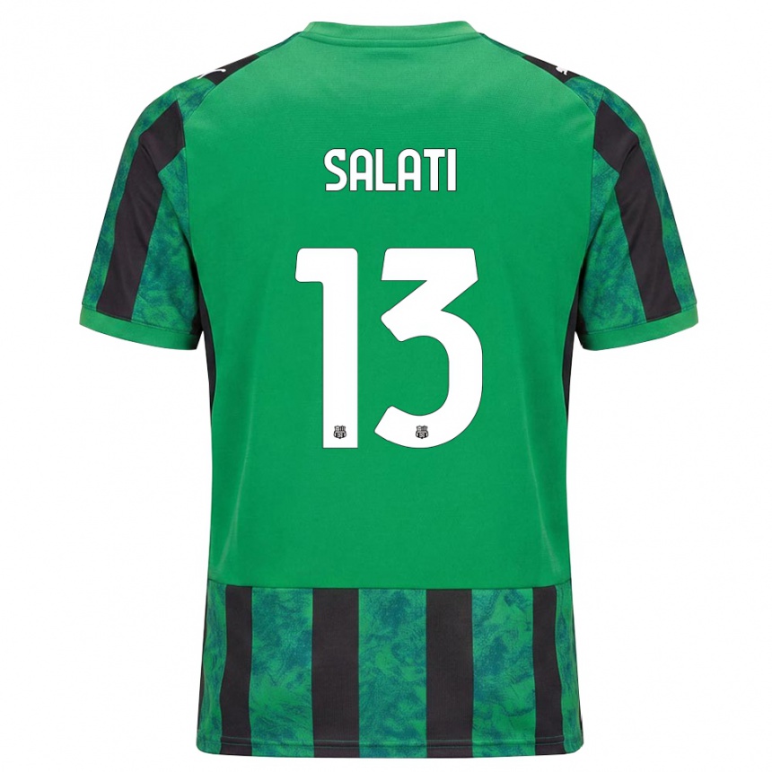 ילדים כדורגל Emanuele Salati #13 ירוק שחור לבן ג'רזי ביתית 2026/27