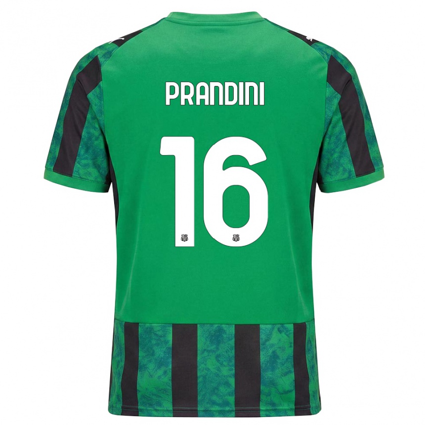 ילדים כדורגל Lorenzo Prandini #16 ירוק שחור לבן ג'רזי ביתית 2026/27