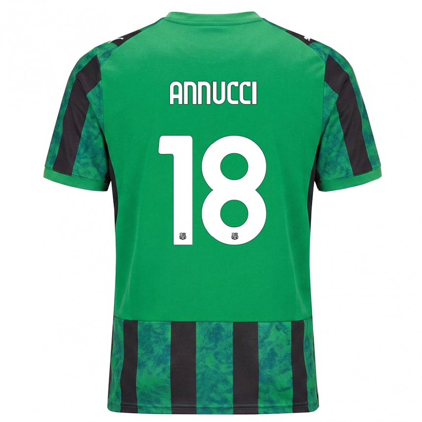 ילדים כדורגל Pietro Annucci #18 ירוק שחור לבן ג'רזי ביתית 2026/27