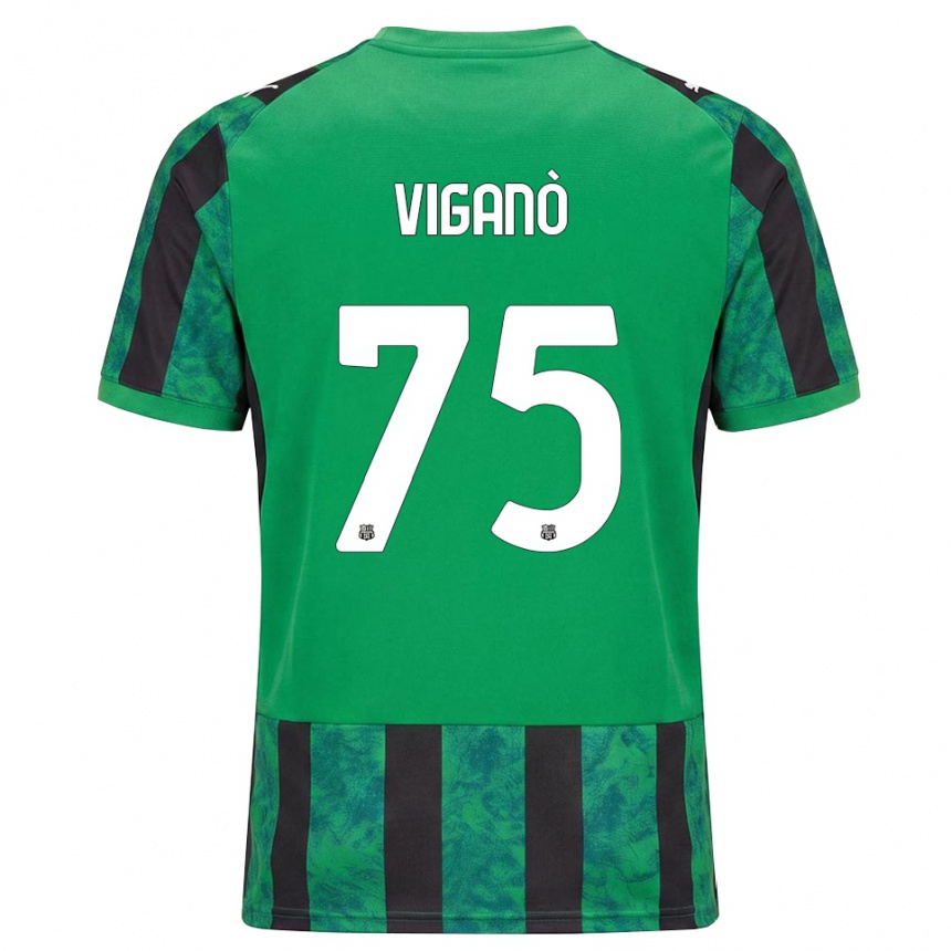 ילדים כדורגל Lorenzo Viganò #75 ירוק שחור לבן ג'רזי ביתית 2026/27