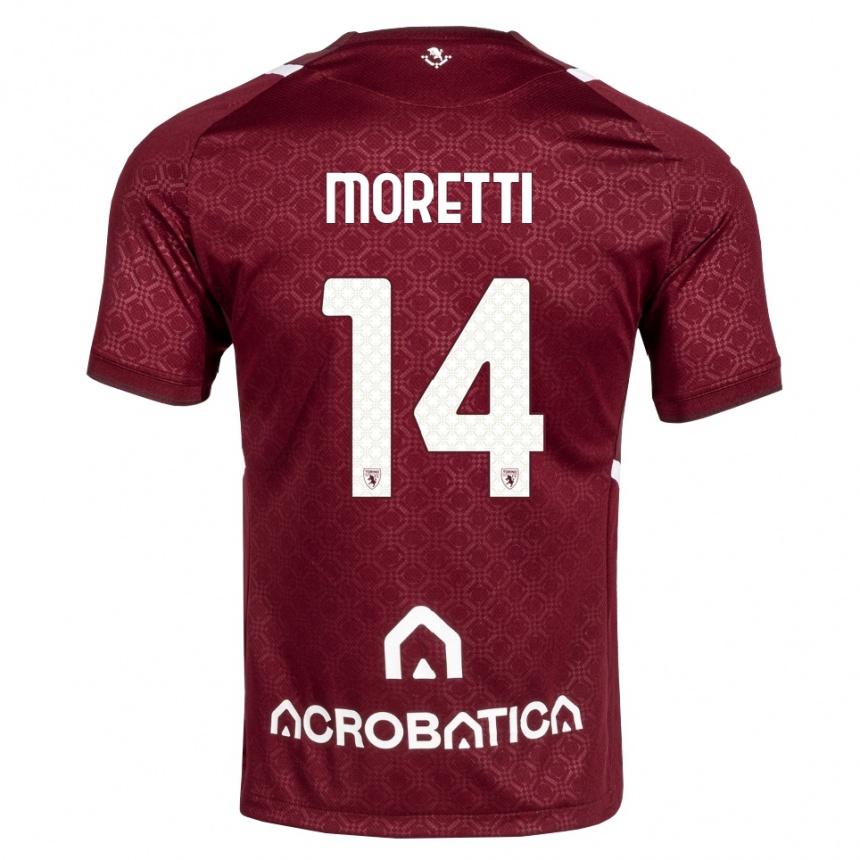 ילדים כדורגל Matias Moretti #14 בורדו לבן ג'רזי ביתית 2026/27