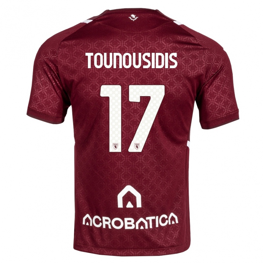 ילדים כדורגל Kyriakos Tounousidis #17 בורדו לבן ג'רזי ביתית 2026/27