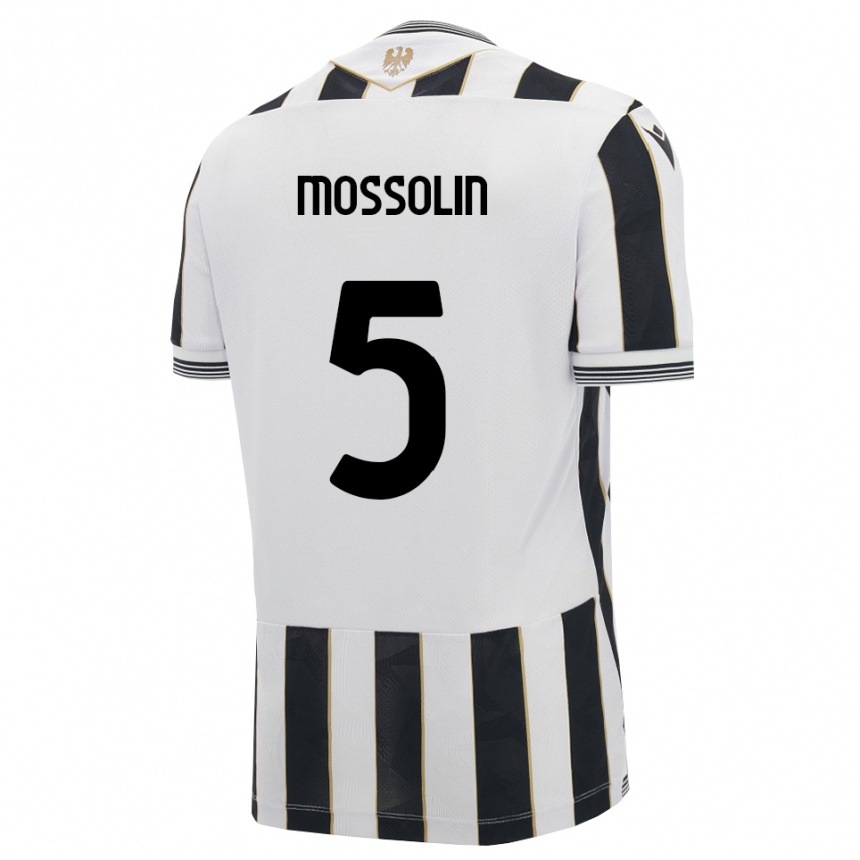 ילדים כדורגל Lorenzo Mossolin #5 שחור לבן ורוד ג'רזי ביתית 2026/27
