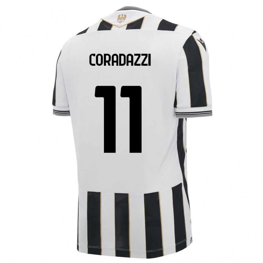 ילדים כדורגל Niccolò Coradazzi #11 שחור לבן ורוד ג'רזי ביתית 2026/27