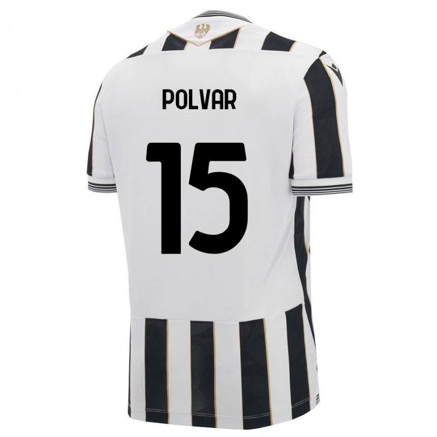 ילדים כדורגל Francesco Polvar #15 שחור לבן ורוד ג'רזי ביתית 2026/27