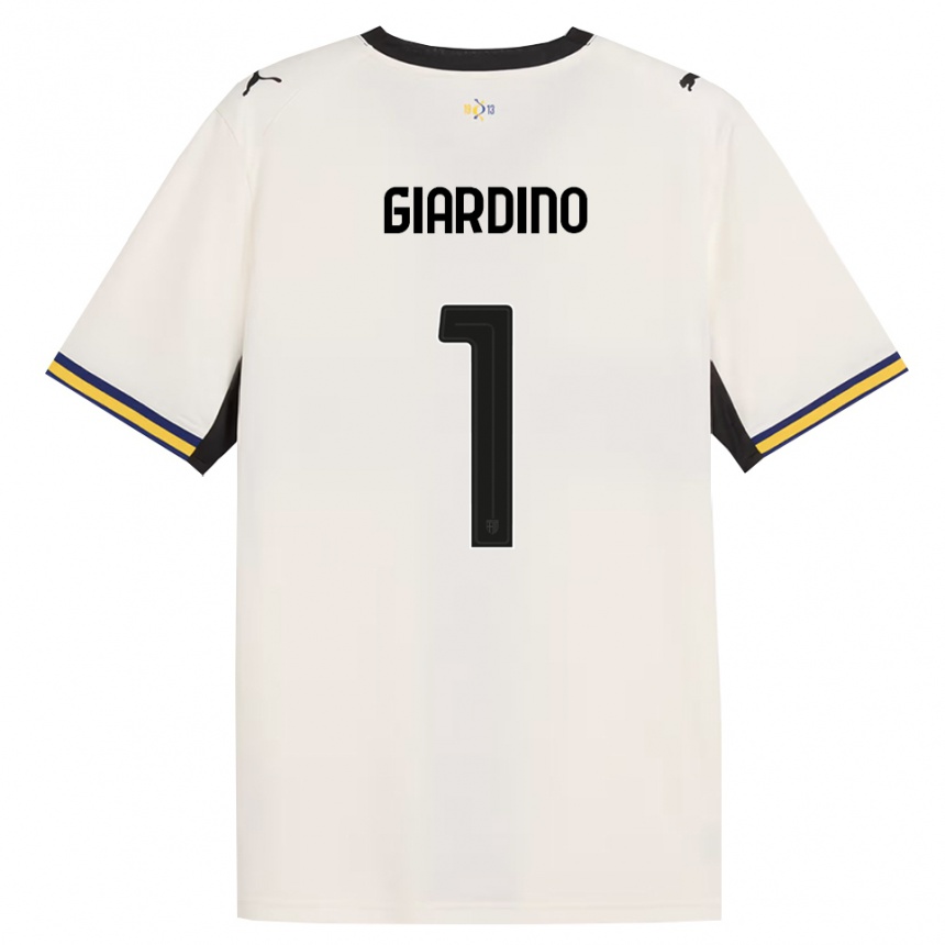 ילדים כדורגל Andrea Giardino #1 לבן מבריק שחור צהוב ג'רזי ביתית 2026/27 ילדים כדורגל Andrea Giardino #1 לבן מבריק שחור צהוב ג'רזי ביתית 2026/27