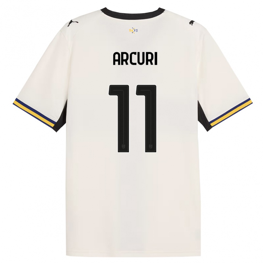 ילדים כדורגל Francesco Arcuri #11 לבן מבריק שחור צהוב ג'רזי ביתית 2026/27 ילדים כדורגל Francesco Arcuri #11 לבן מבריק שחור צהוב ג'רזי ביתית 2026/27