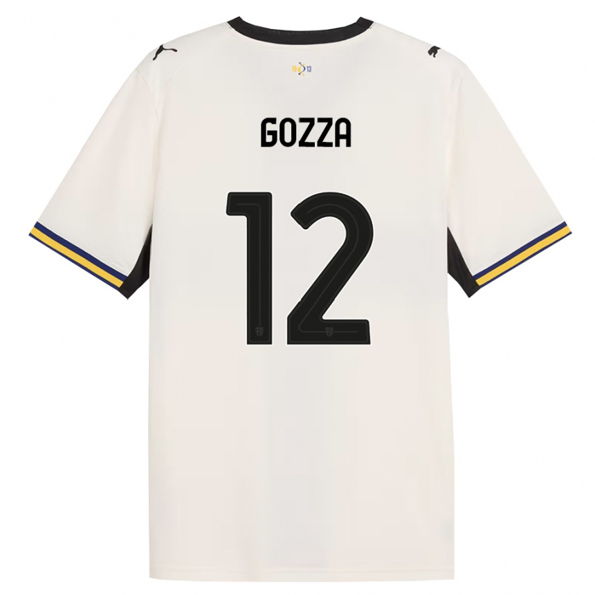 ילדים כדורגל Luca Gozza #12 לבן מבריק שחור צהוב ג'רזי ביתית 2026/27 ילדים כדורגל Luca Gozza #12 לבן מבריק שחור צהוב ג'רזי ביתית 2026/27