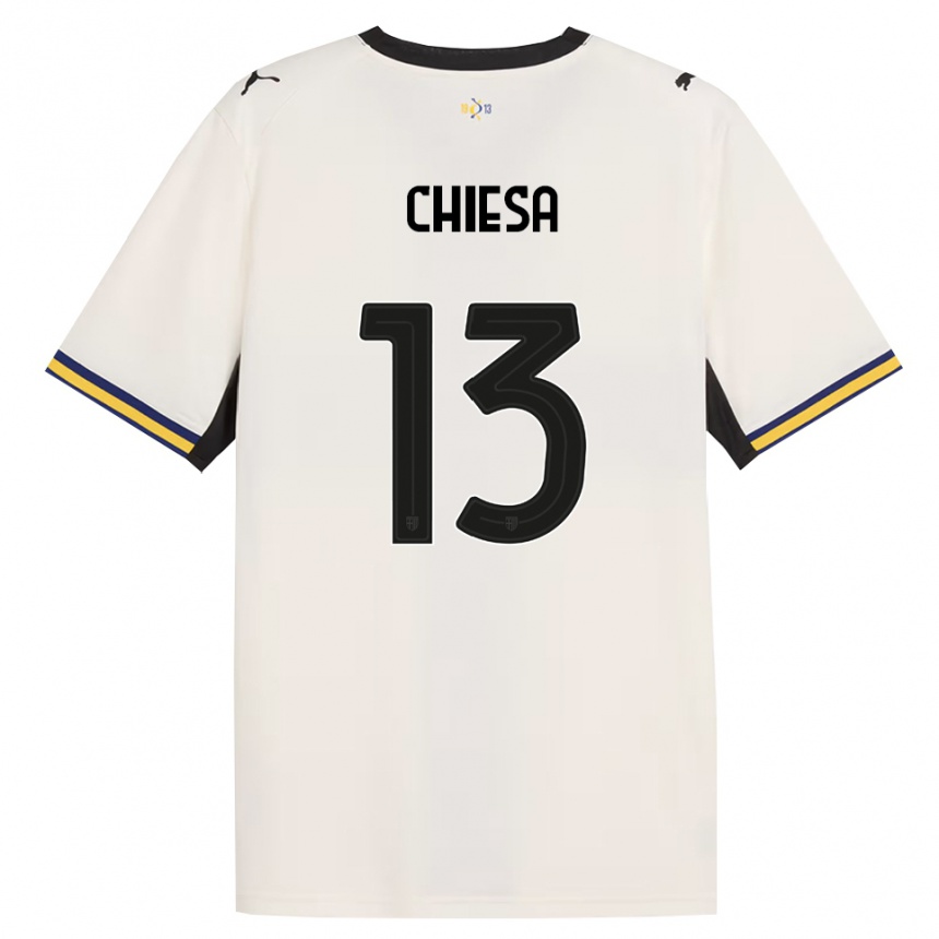 ילדים כדורגל Riccardo Chiesa #13 לבן מבריק שחור צהוב ג'רזי ביתית 2026/27 ילדים כדורגל Riccardo Chiesa #13 לבן מבריק שחור צהוב ג'רזי ביתית 2026/27