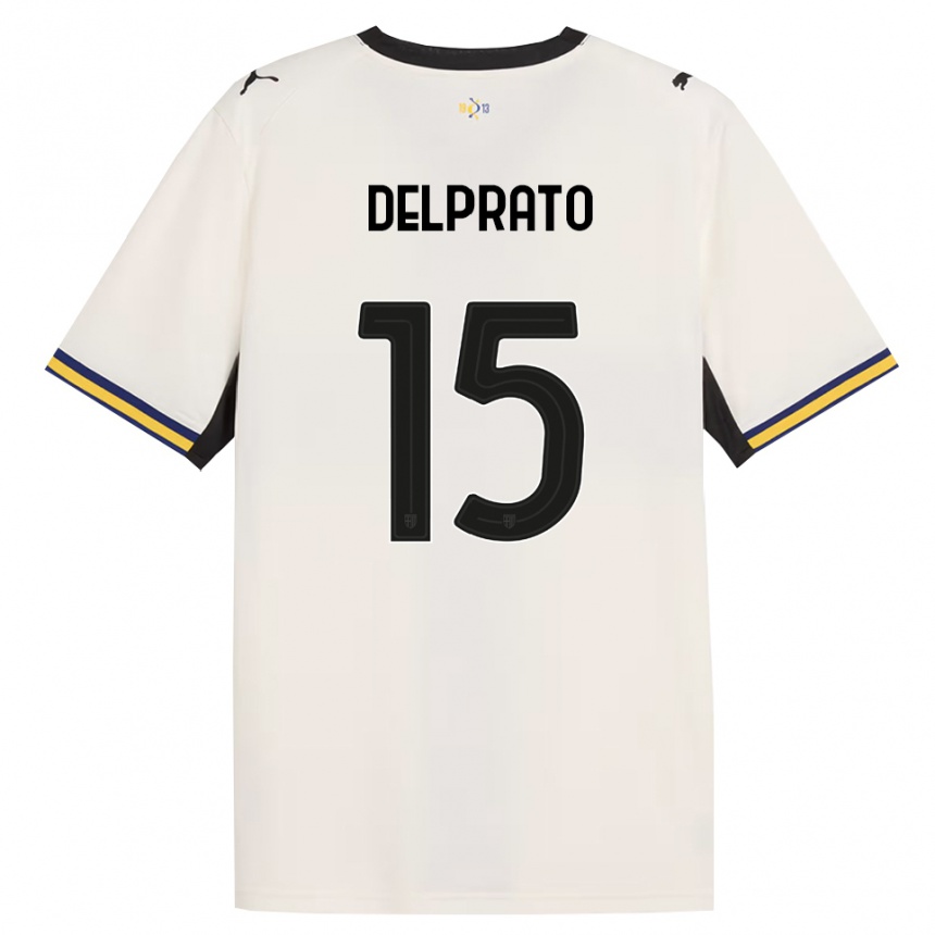 ילדים כדורגל Enrico Delprato #15 לבן מבריק שחור צהוב ג'רזי ביתית 2026/27 ילדים כדורגל Enrico Delprato #15 לבן מבריק שחור צהוב ג'רזי ביתית 2026/27