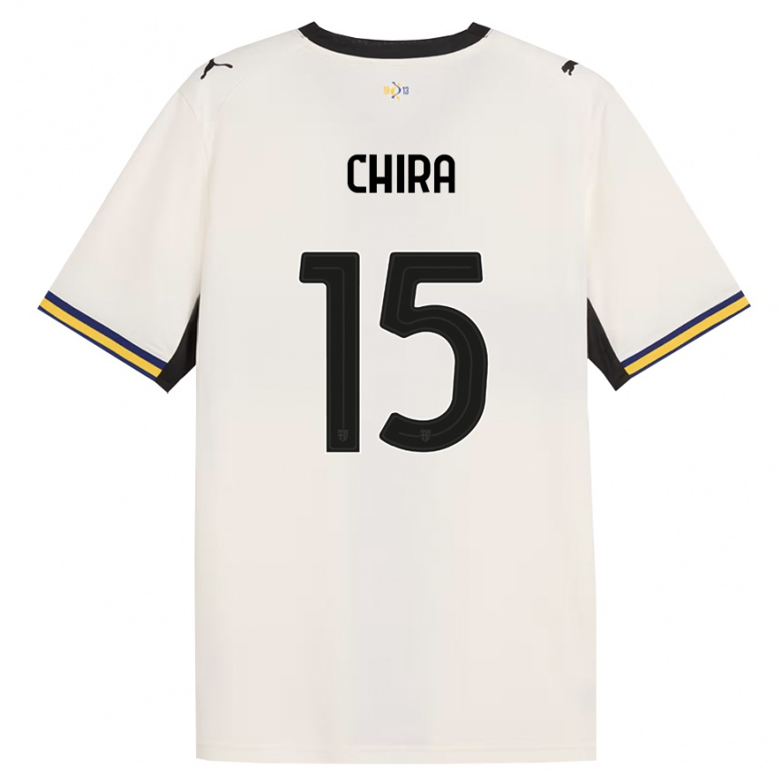 ילדים כדורגל Alessandro Chira #15 לבן מבריק שחור צהוב ג'רזי ביתית 2026/27 ילדים כדורגל Alessandro Chira #15 לבן מבריק שחור צהוב ג'רזי ביתית 2026/27