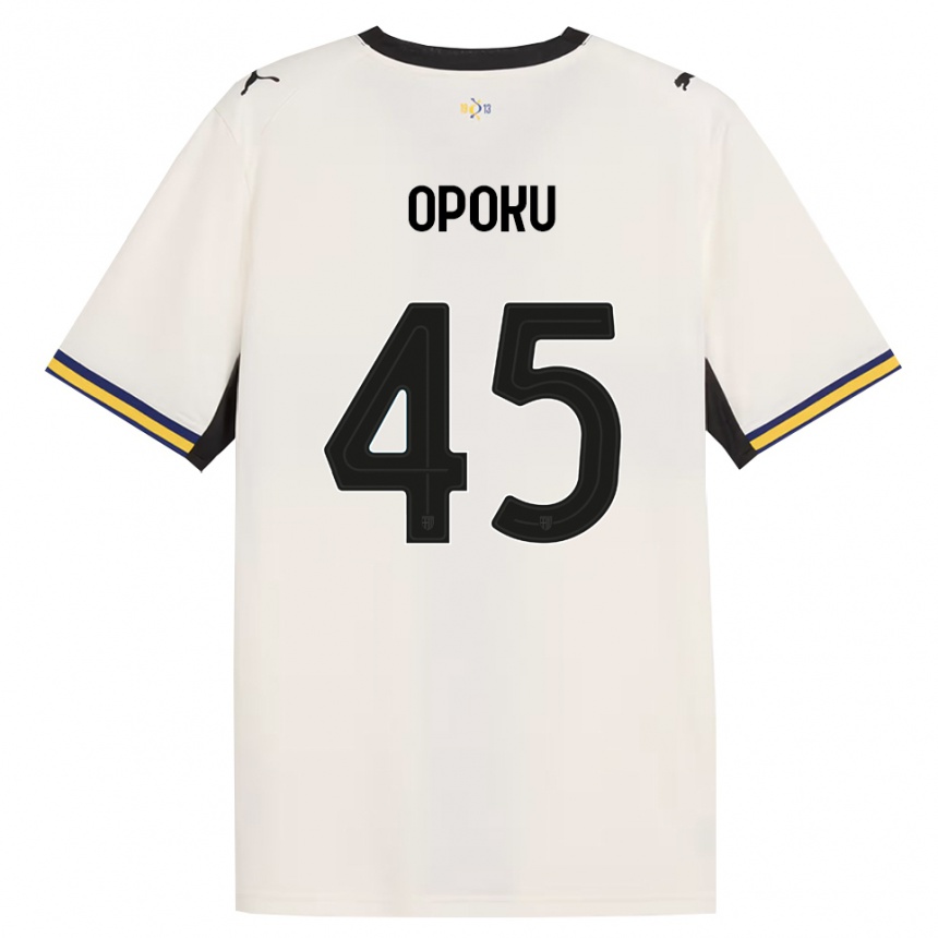 ילדים כדורגל Mama Opoku #45 לבן מבריק שחור צהוב ג'רזי ביתית 2026/27