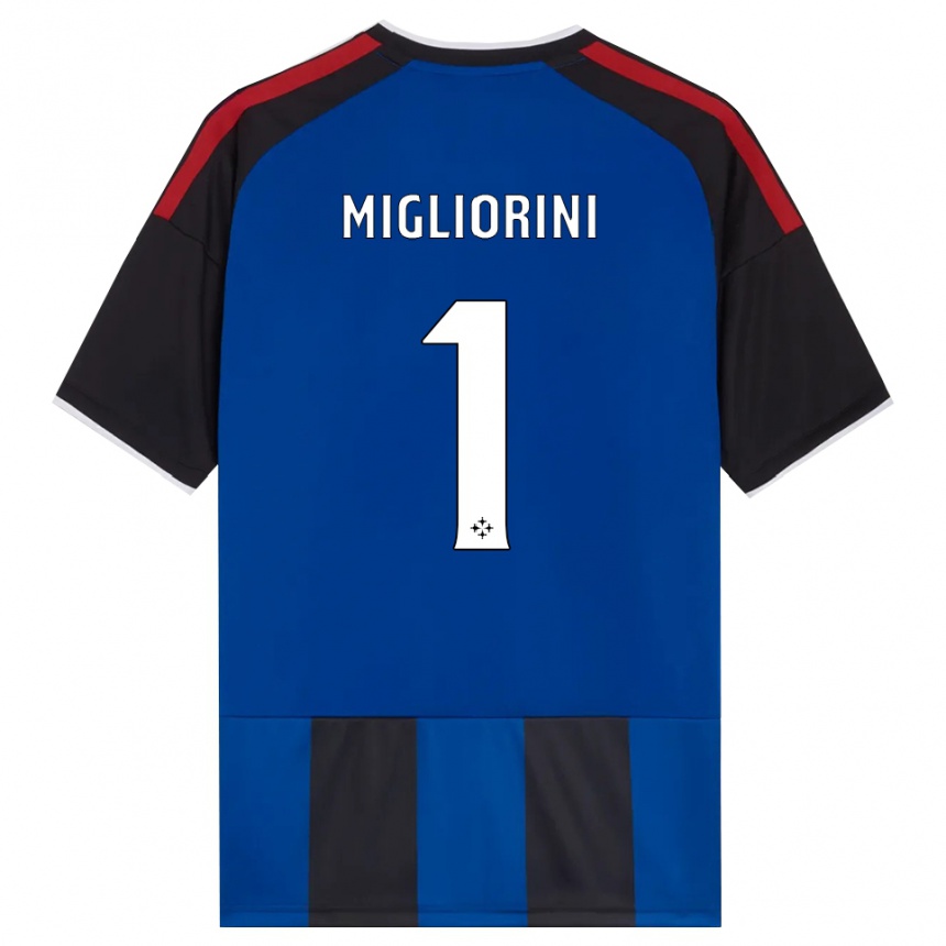 ילדים כדורגל Niccolò Migliorini #1 כחול שחור אדום לבן ג'רזי ביתית 2026/27