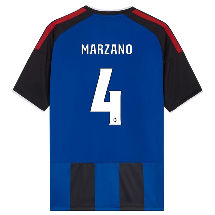 ילדים כדורגל Michelangelo Marzano #4 כחול שחור אדום לבן ג'רזי ביתית 2026/27