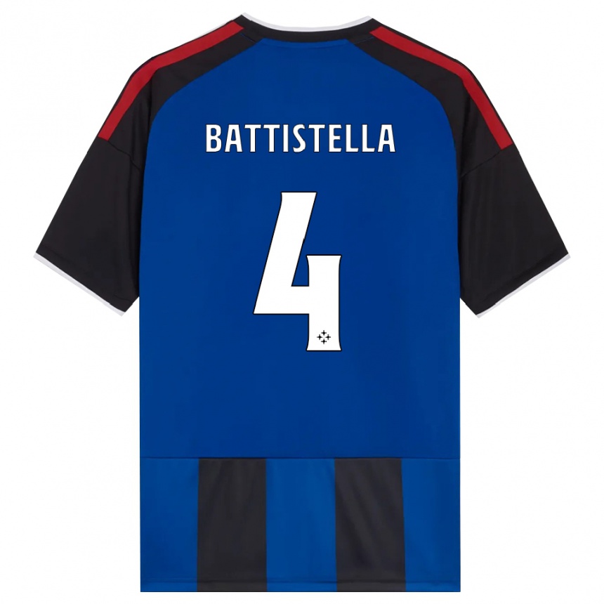 ילדים כדורגל Daniel Battistella #4 כחול שחור אדום לבן ג'רזי ביתית 2026/27