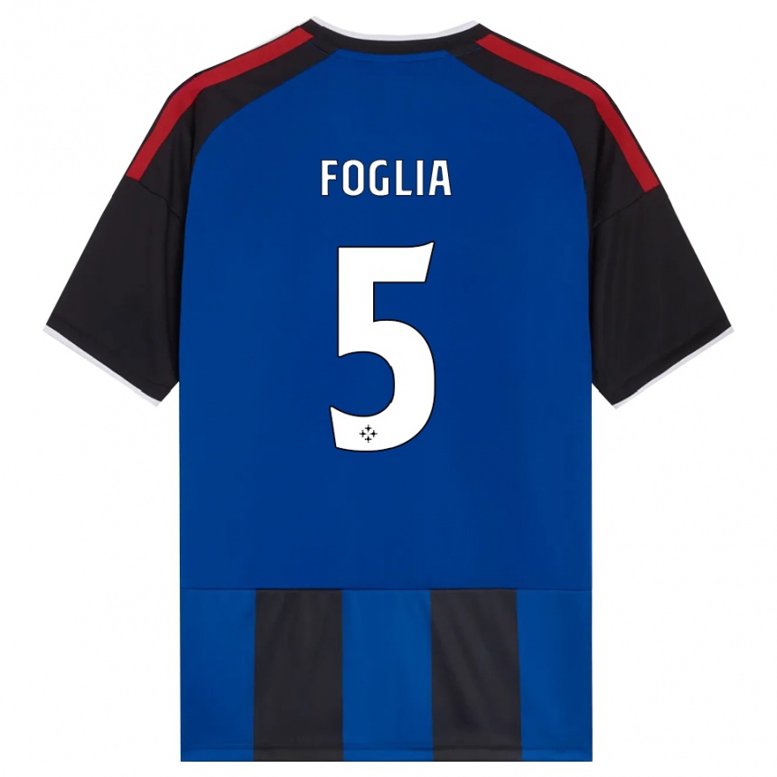 ילדים כדורגל Lorenzo Foglia #5 כחול שחור אדום לבן ג'רזי ביתית 2026/27