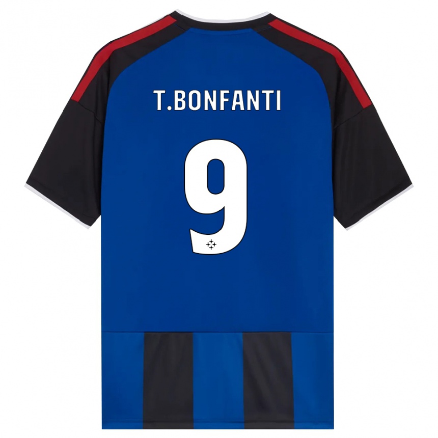 ילדים כדורגל Thomas Bonfanti #9 כחול שחור אדום לבן ג'רזי ביתית 2026/27