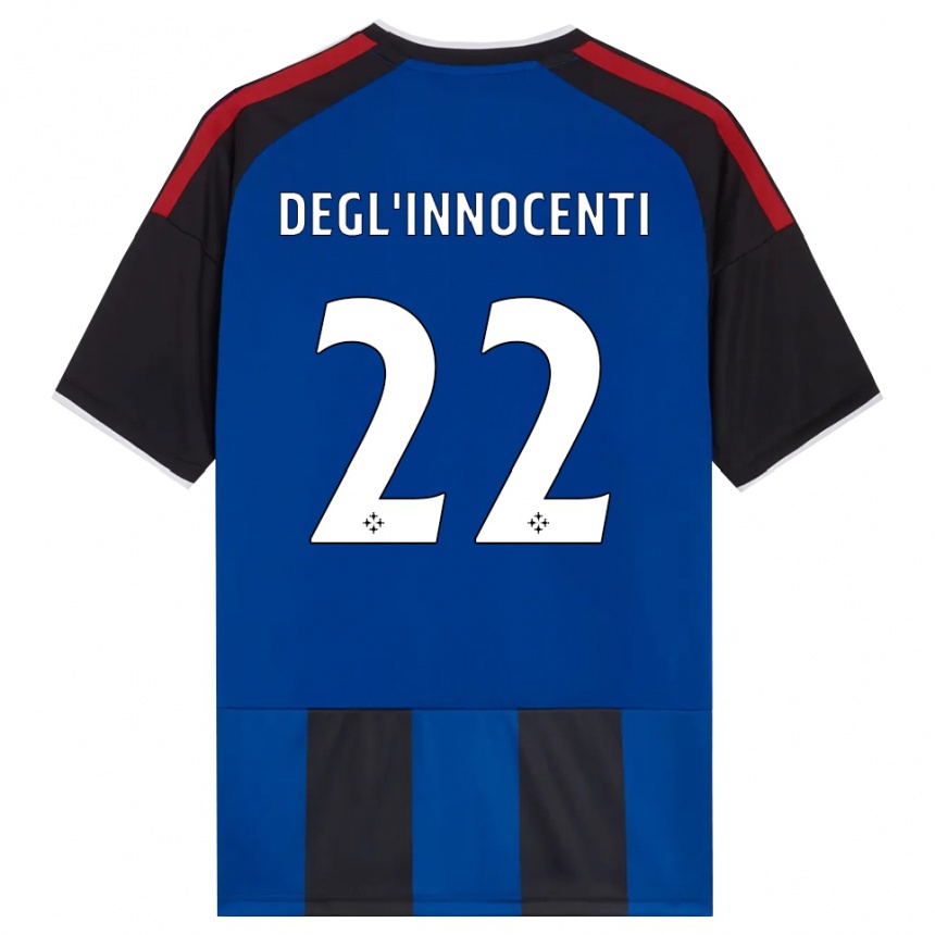 ילדים כדורגל Luca Degl'innocenti #22 כחול שחור אדום לבן ג'רזי ביתית 2026/27