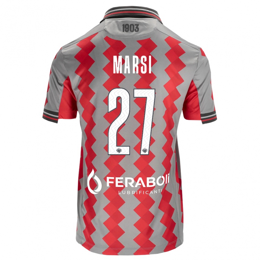 ילדים כדורגל Simone Marsi #27 אפור אדום לבן ג'רזי ביתית 2026/27 ילדים כדורגל Simone Marsi #27 אפור אדום לבן ג'רזי ביתית 2026/27