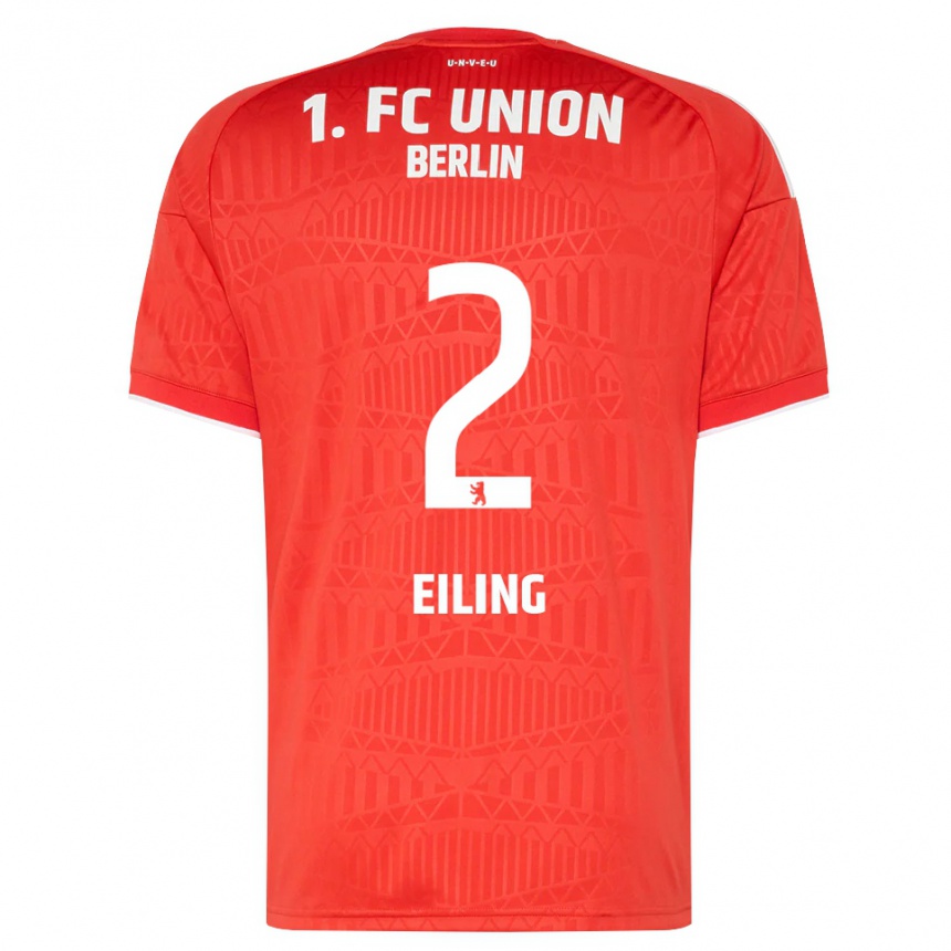 ילדים כדורגל Phillip Eiling #2 אדום לבן ג'רזי ביתית 2026/27