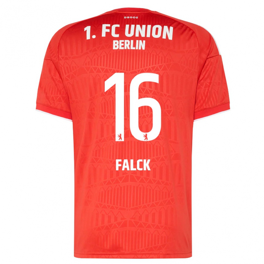 ילדים כדורגל Johan Falck #16 אדום לבן ג'רזי ביתית 2026/27